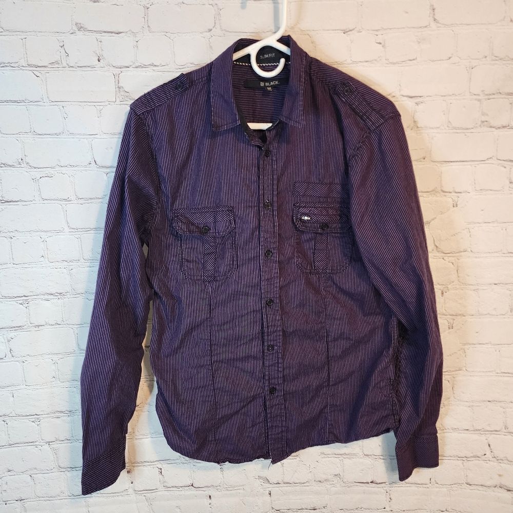 Men's Carbon Black "Slim fit" longsleeve button-down shirt, size small